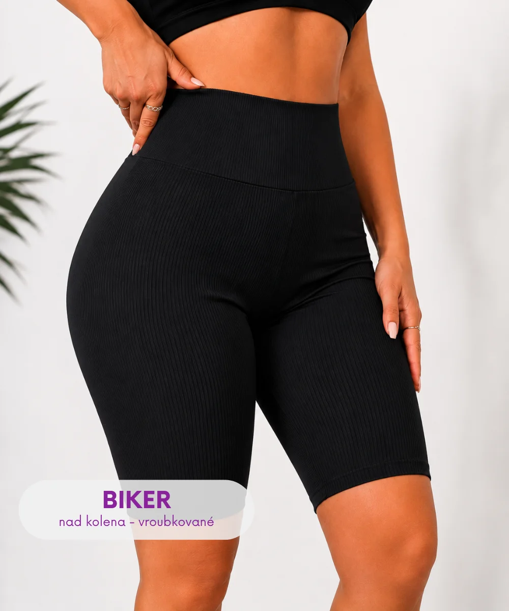 Velvetky BIKER - černé vroubkované bambusové kraťasy, velikosti od S do 6XL